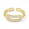Ion Plating(IP) 304 Stainless Steel Cubic Zirconia Cuff Ring for Women RJEW-C060-05G-2