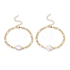 304 Stainless Steel with Natural Keshi Pearl Link Bracelets BJEW-JB12156-2