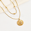Fashionable 201 Stainless Steel Double Layer Flat Round Pendant Necklaces for Women TS8572-1