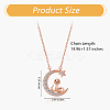 Chinese Zodiac Necklace Snake Necklace 925 Sterling Silver Rose Gold Serpent on the Moon Pendant Charm Necklace Zircon Moon and Star Necklace Cute Animal Jewelry Gifts for Women JN1090F-2