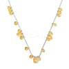 304 Stainless Steel Cubic Zirconia Teardrop & Flat Round Bib Ball Chain Necklaces for Women NJEW-F328-11P-03-1