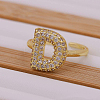 Brass Micro Pave Clear Cubic Zirconia Initial Cuff Rings FS-WGB210B-05-1