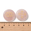 13Pcs Flat Round Natural Rose Quartz Rune Stones G-K335-08E-3