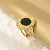 Oval 304 Stainless Steel Enamel Open Cuff Rings for Women LS-RJEW-G338-17G-02-3