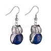 Natural Dyed Lapis Lazuli Owl Dangle Earrings EJEW-A092-08P-02-2