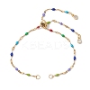 304 Stainless Steel Colorful Enamel Link Chain Slider Bracelet Makings AJEW-JB01281-1