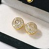 Brass Micro Pave Clear Cubic Zirconia Stud Earrings X-EJEW-Q015-10G-2