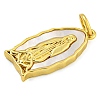 Real 18K Gold Plated Brass Pendants with Shell and Jump Rings KK-D534-04G-04-2
