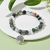 Natural Tree Agate Round Bead Stretch Bracelets BJEW-JB09872-01-4