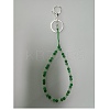 Natural White Jade and Iron Alloy Lobster Claw Clasp Keychain HJEW-SW00007-17-1