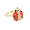 Brass Micro Pave Clear Cubic Zirconia Open Cuff Rings RJEW-R024-01G-6
