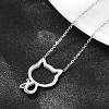304 Stainless Steel Cat Outline Pendant Necklaces for Women NJEW-F339-03P-4