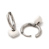 White Enamel Heart Dangle Hoop Earrings EJEW-P219-07P-2