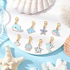 8Pcs Sea Animal Alloy Enamel Pendant Decorations HJEW-JM03655-1