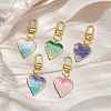 Heart 304 Stainless Steel Enamel Pendant Decorations HJEW-JM02901-1