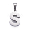 Non-Tarnish 304 Stainless Steel Letter Pendants STAS-H127-S-P-1