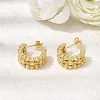 Woven C-Shaped Brass Stud Earrings EJEW-P333-01G-2