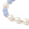 Natural Dyed Blue Lace Agate & Cultured Freshwater Pearl Round Beads Stretch Bracelets for Women BJEW-JB12706-3