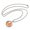 316 Surgical Stainless Steel Aromatherapy Diffuser Perfume Hollow Flat Round Pendant Box Chain Necklaces NJEW-R016-01P-07-4