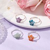 Flower Natural Green Aventurine & Carnelian & Amethyst & Apatite Finger Rings RJEW-TA00158-2