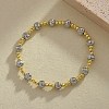 Brass Round Beaded Stretch Bracelets for Women Men BJEW-Z129-01GP-1