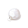 Natural Keshi Pearl Flat Round Charms PALLOY-JF05077-02-5