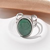 Oval Natural Green Aventurine Finger Rings RJEW-M062-02P-17-4