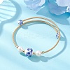 Handmade Porcelain & Natural Cultured Freshwater Pearl & Non-magnetic Synthetic Hematite Beaded Cuff Bangles for Women BJEW-JB14019-1