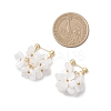 Flower Brass Resin Dangle Stud Earrings EJEW-TA00778-03-3