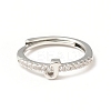 Clear Cubic Zirconia Initial Letter Adjustable Ring RJEW-C052-01P-J-2