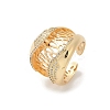 Brass Micro Pave Clear Cubic Zirconia Open Cuff Rings for Women RJEW-A059-05G-2