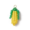 Round Glass Seed Bead Corn Pendants PALLOY-MZ00663-1