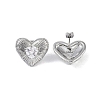 Heart 304 Stainless Steel Clear Cubic Zirconia Stud Earring for Women EJEW-Z047-05P-02-2