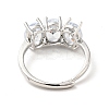 Clear Cubic Zirconia Oval Adjustable Ring RJEW-I087-13-4