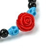 Halloween Theme 8.5mm Synthetic Black Stone Beaded Stretch Bracelets BJEW-JB10882-02-3
