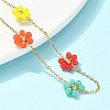 304 Stainless Steel & Synthetic Stone Daisy Flower Chain Anklets for Women AJEW-B031-01G-03-2