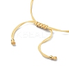 Glass Seed Column with Evil Eye Link Bracelet BJEW-MZ00029-02-5