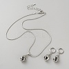 Teardrop Brass & Cubic Zirconia Pendant Necklaces & Hoop Earrings Jewelry Set for Women SJEW-WH0008-05P-02-1