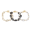 Spray Painted CCB Plastic & Aluminum Paperclip Chain Bracelets Sets BJEW-JB05432-2