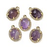 Natural Amethyst Faceted Oval Pendants G-I375-02G-08-1