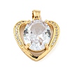 Brass Micro Pave Clear Cubic Zirconia Pendants KK-P263-23KCG-02-1