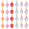 48Pcs 6 Colors Two Tone Transparent Spray Painted Glass Pendants GLAA-NB0001-38-1