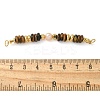 Natural Tiger Eye & Plastic Imitation Pearl Disc Beaded Connector Charms/Links LS-STAS-L277-11G-01-3
