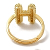 Rack Plating Letter Brass Micro Pave Clear Cubic Zirconia Adjustable Rings for Women KK-S391-03G-H-3