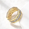 Brass Micro Pave Clear Cubic Zirconia Cuff Rings RJEW-H262-04G-2