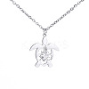 Ocean 304 Stainless Steel Hollow Floral Turtle Pendant Necklaces for Women WG89907-01-2