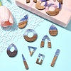 18Pcs 9 Styles Transparent Resin & Walnut Wood Pendants RESI-FS0001-78-8