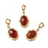 304 Stainless Steel Pave Natural Carnelian(Dyed & Heated) Horse Eye Pendant Decoration STAS-H202-23G-1