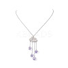 201 Stainless Steel Cloud with Glass Tassel Pendant Necklace for Women  NJEW-JN04274-4