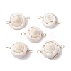 Natural Shiva Eye Shell Links Connector Charms with Real 18K Gold Plated Copper Wire Double Loops PALLOY-JF02629-1